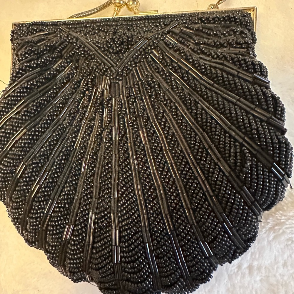 Small black beaded purse